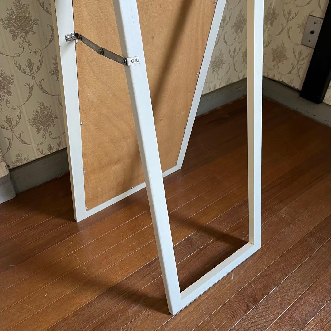 【アンティーク】北欧レトロ 折り畳み スタンドミラー 姿見 全身 鏡 古道具