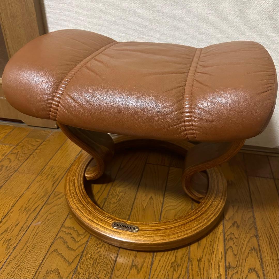 引越し短期出品/エコーネス EKORNES /オットマンスツール 本革 北欧