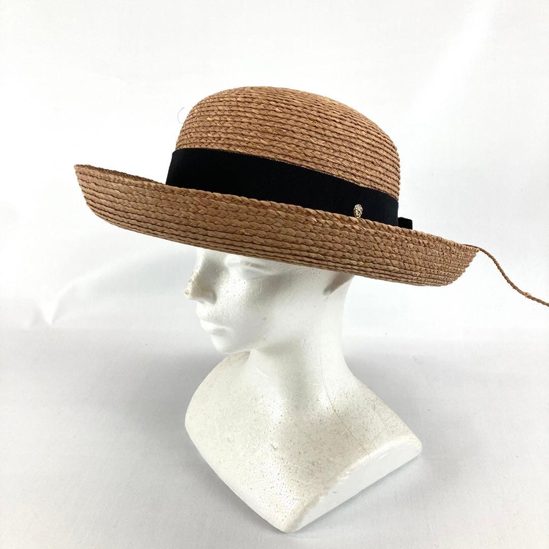 ヘレンカミンスキー ラフィアハット ナチュラルカラー リボンブラック
