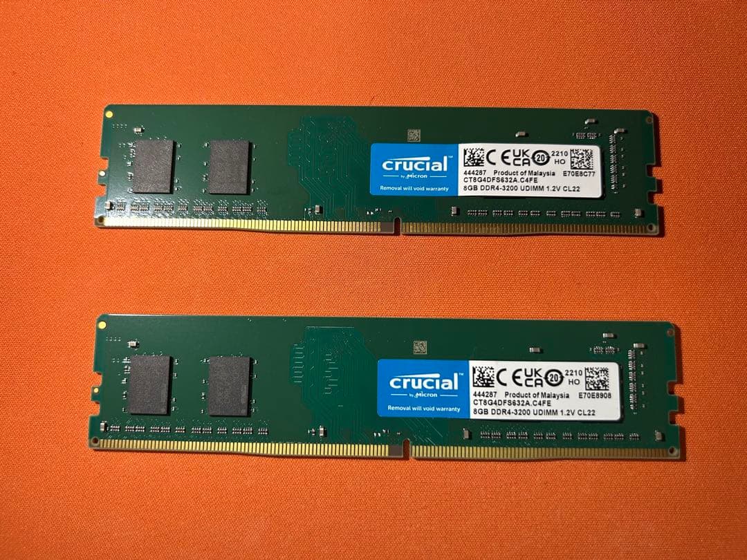 crucial DDR4-3200 CL22 16GB（8GB×2枚）メモリ
