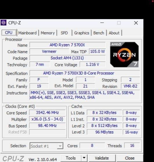 【グラボなし】自作PC Ryzen7 5700X3D メモリ16GB