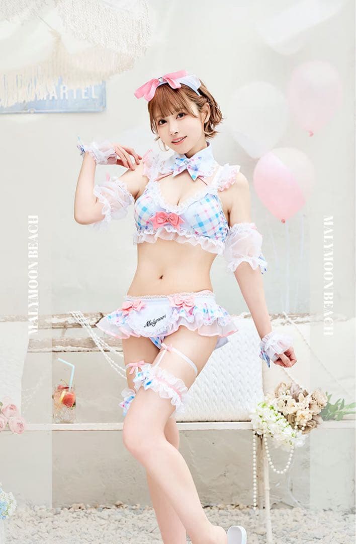 Malymoon フリルチェックアラモードビキニ《レディース水着9点セット》