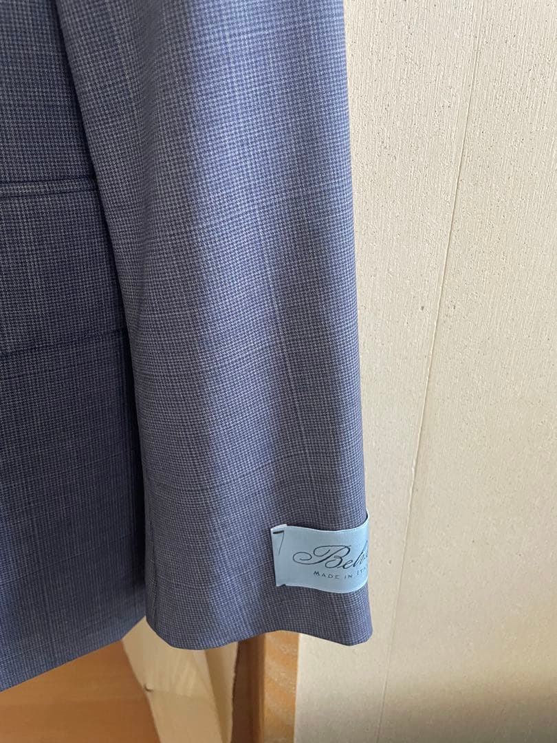 【未使用品　タグ付】ピンなし　ベルベスト　千鳥格子スーツ48
