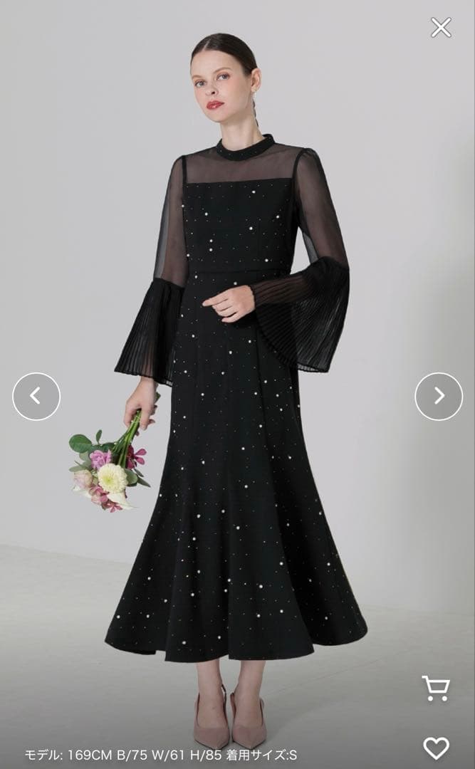 【Leja】パールビーズ ワンピースドレス S