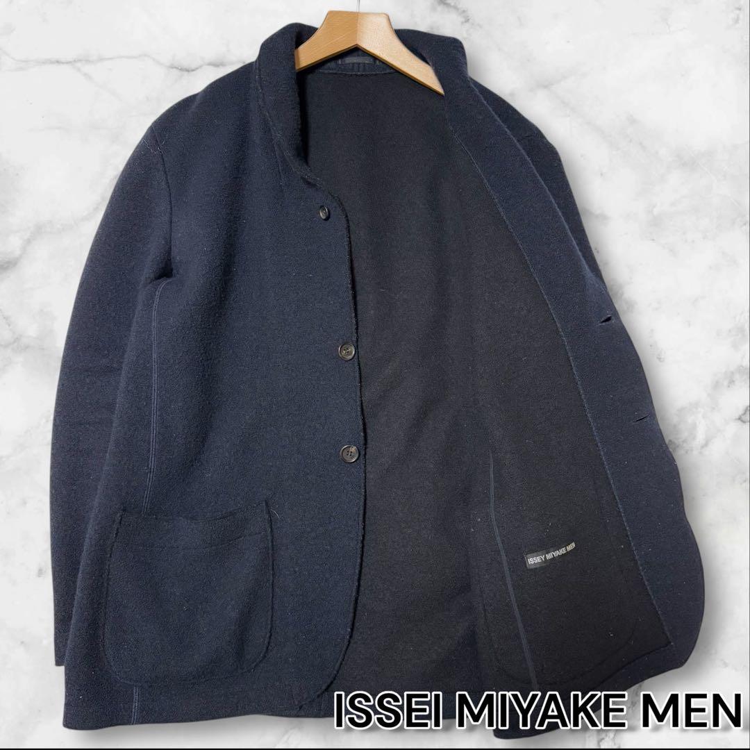 美品 イッセイミヤケ 18AWウールジャケット テーラードジャケット ネイビー