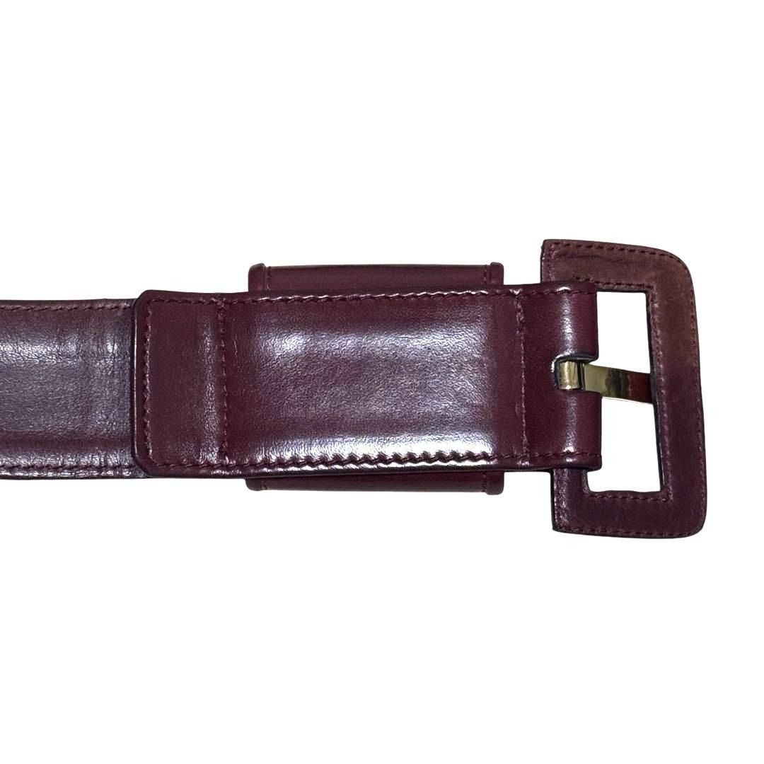 希少　人気　美品　ロエベ　ベルト　レザー　ボルドー　アナグラム　レディース