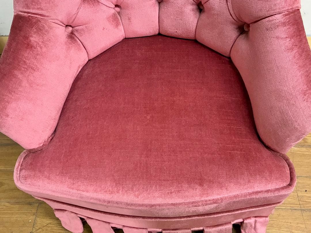 みるく☆管404☆イタリア製☆アンティーク☆ピンクファブリックソファー