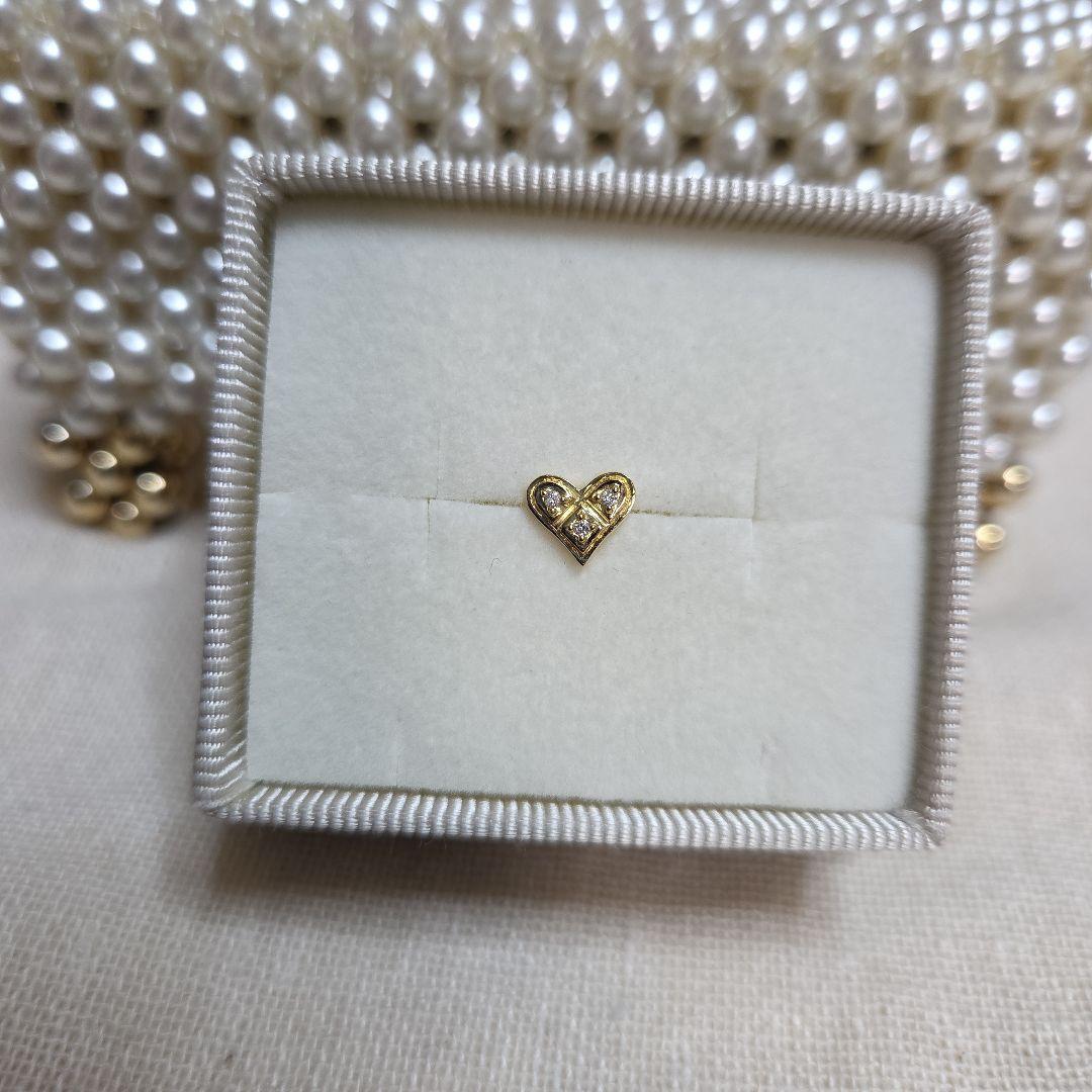 AHKAH K18YG ハート ダイヤ ピアス