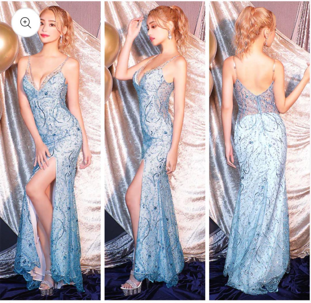 【Angel R】ロングドレス ブルー スパンコール