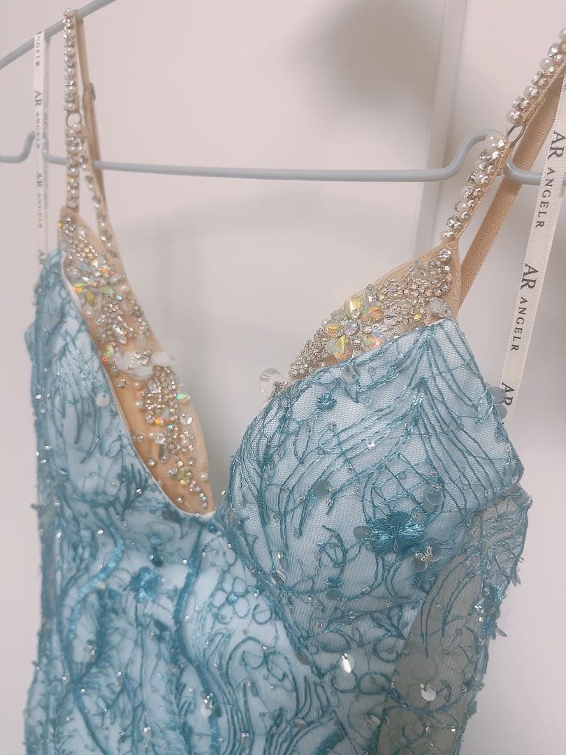 【Angel R】ロングドレス ブルー スパンコール