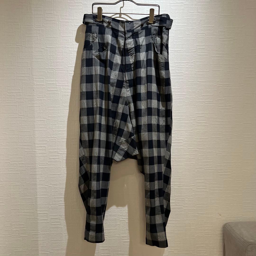 Y's チェック柄 サルエルパンツ ワイドパンツ