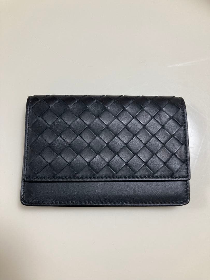 【美品】BOTTEGA VENETA ブラックレザー名刺入れ