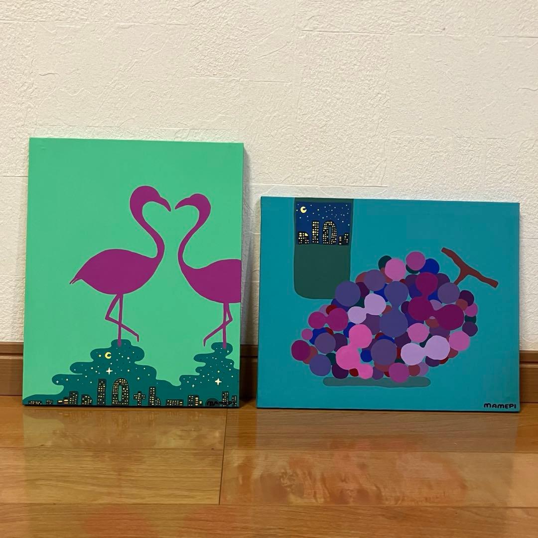 こここ様　２枚セット　「夜景とフラミンゴ」　「Anniversary Wine」