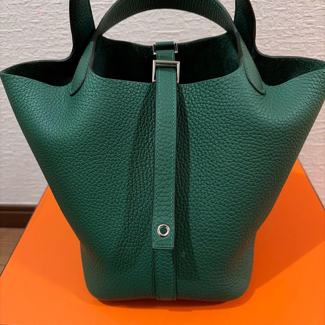 希少⭐︎エルメスピコタンロック　pm 緑グリーン　シルバー金具　K刻印