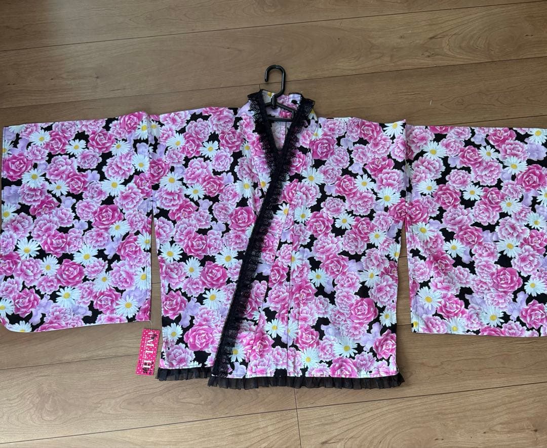 大人用 浴衣ドレス 浴衣 ギャル 姫 ピンクオーガンジー帯付き