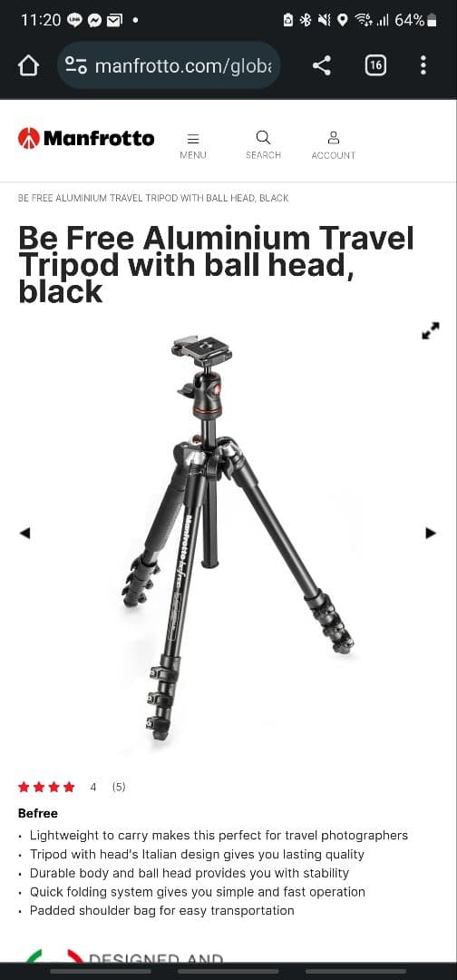 その他 Manfrotto Be Free travel tripod