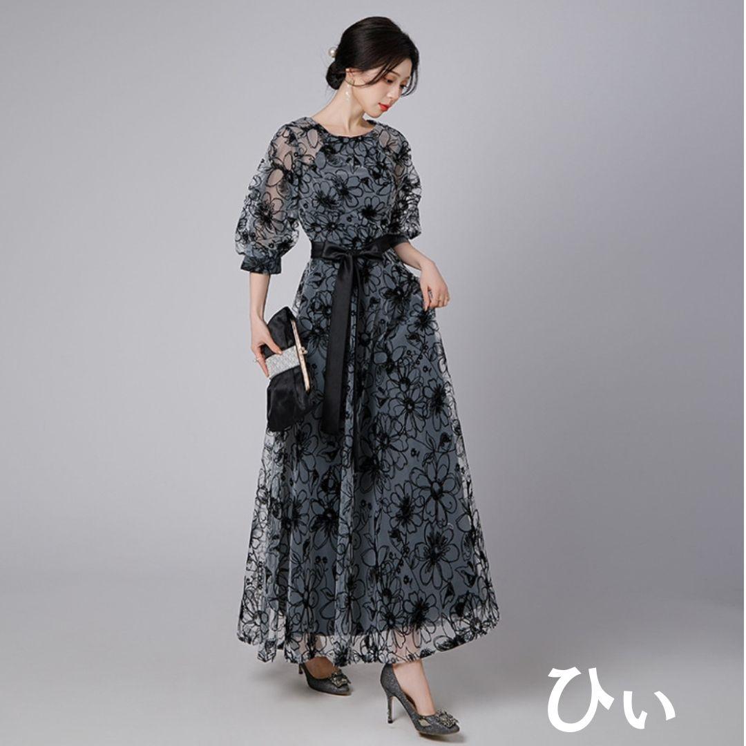 新品 ワンピース ドレス レディース ロング 結婚式 長袖 袖あり