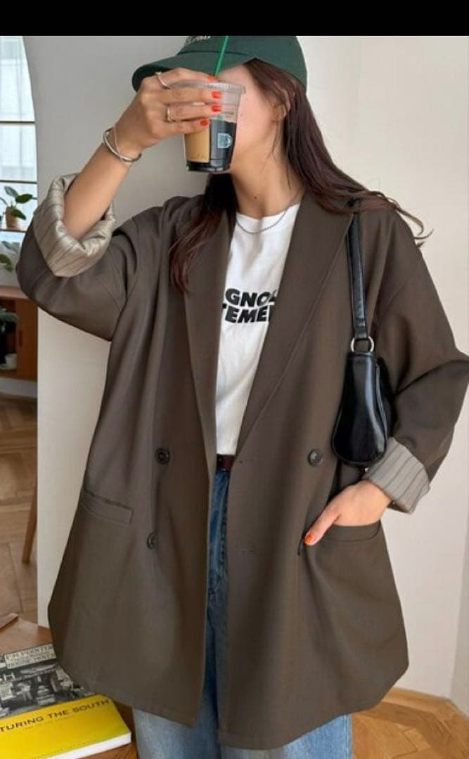 新品未使用　DISCOATディスコート　Wブレストオーバージャケット　ブラウン