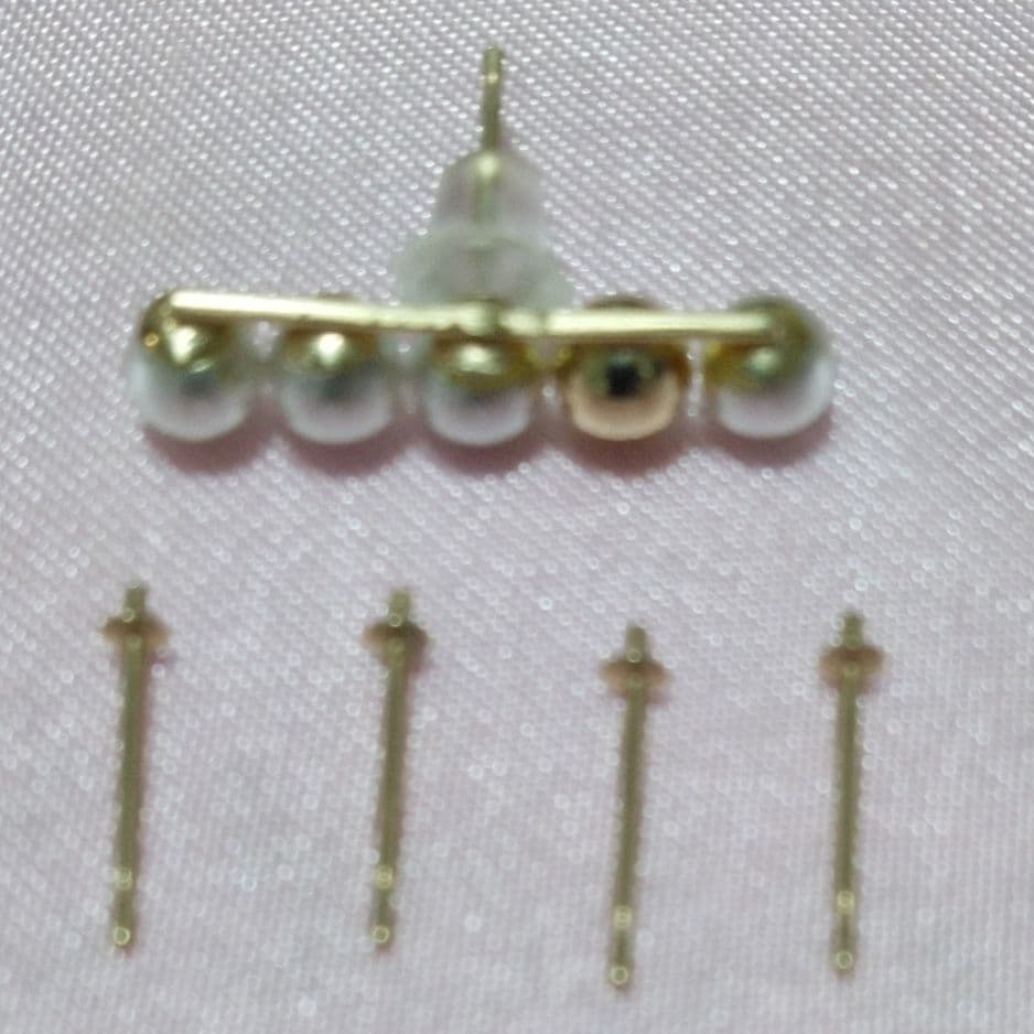 【※期間限定 最終お値下げ※】K10YGバー パールピアス【日本製フルオーダー】