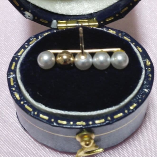 【※期間限定 最終お値下げ※】K10YGバー パールピアス【日本製フルオーダー】