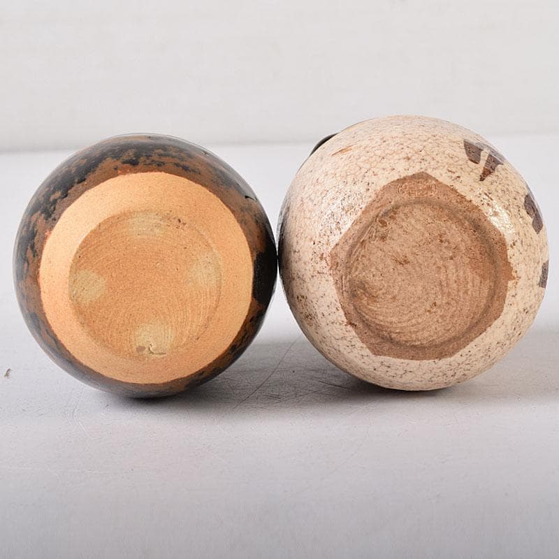 すみれ　織部焼　瀬戸焼　肩衝茶入　2点　仕覆3点　まとめて　C　7620