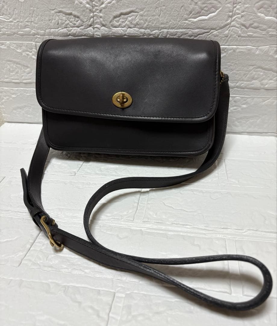 ✨美品✨　オールドコーチ　COACH黒 レザー ショルダーバッグ