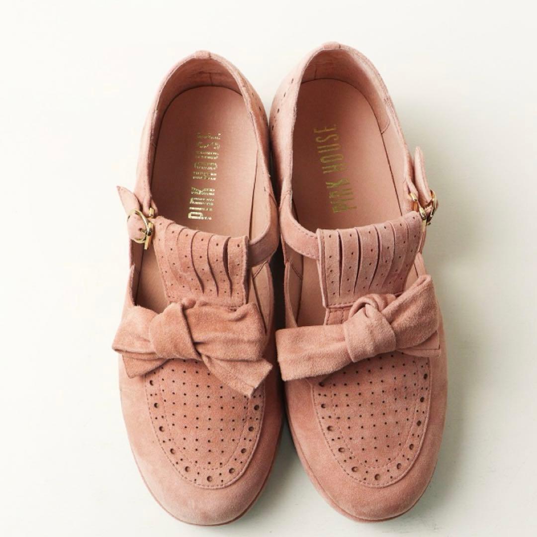 【美品】PINK HOUSE リボン付きピンクローファー