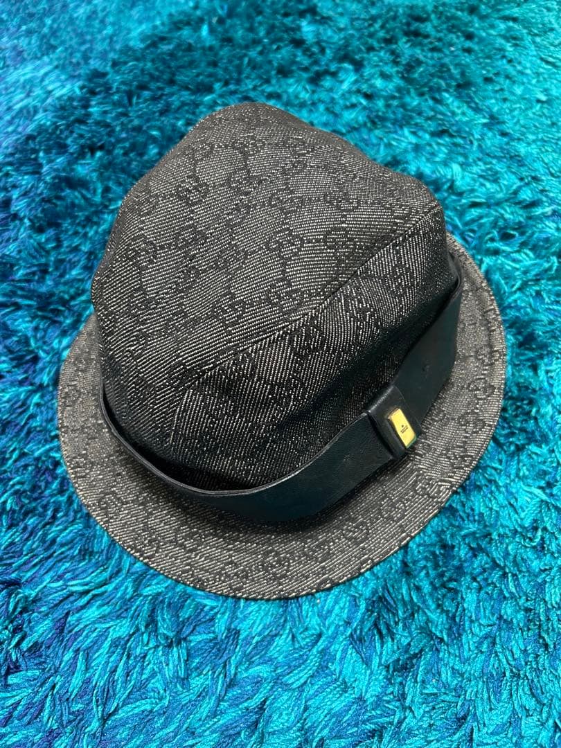 GUCCI バケットハット GG柄 デニム地　グッチ 帽子 ハット キャップ 黒