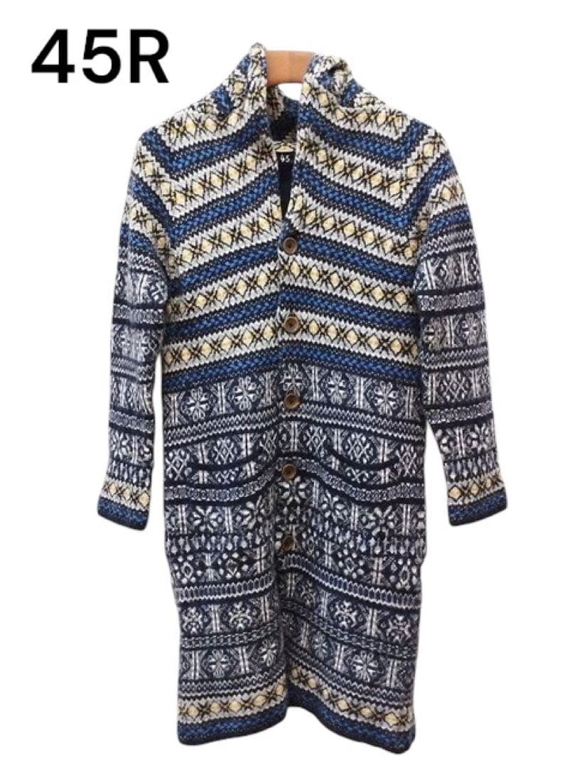 45R フォーティファイブアール ウールコート マルチカラー ノルディック 総柄