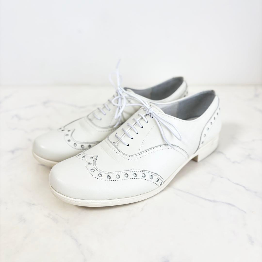 美品 ショセ 37 TR-004 ウイングチップ レザーシューズ ホワイト