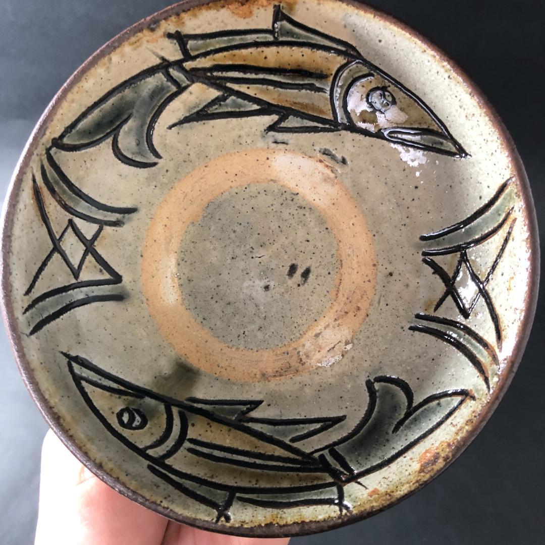 v*r様 壷屋焼　金城次郎　４寸皿　小皿　やむちん　人間国宝　重ね焼き　沖縄民藝