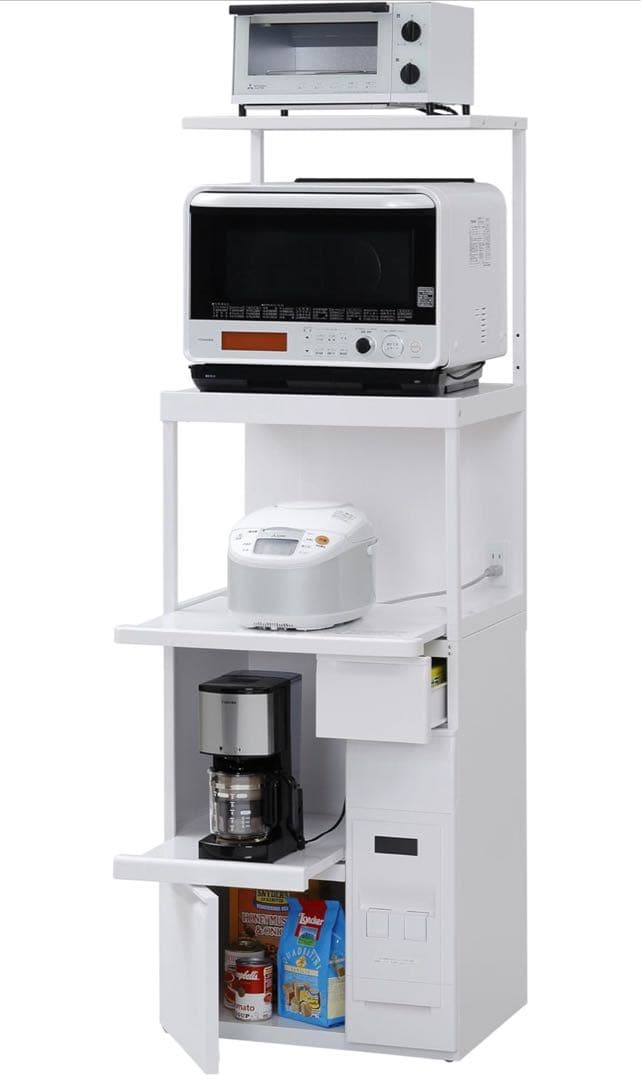 ［廃盤品］エムケーレンジ台 ＳＫＵ−３０６Ｗ 上段棚付(米びつ１２ｋｇ付)