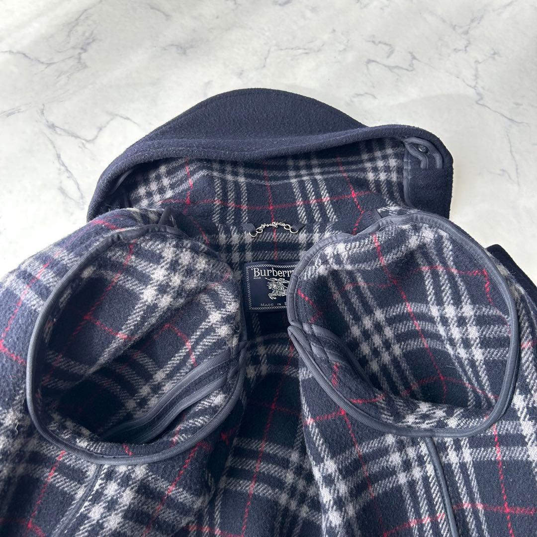 希少✨　バーバリーズ　ダッフルコート　ノバチェック　英国製　ロング　ネイビー