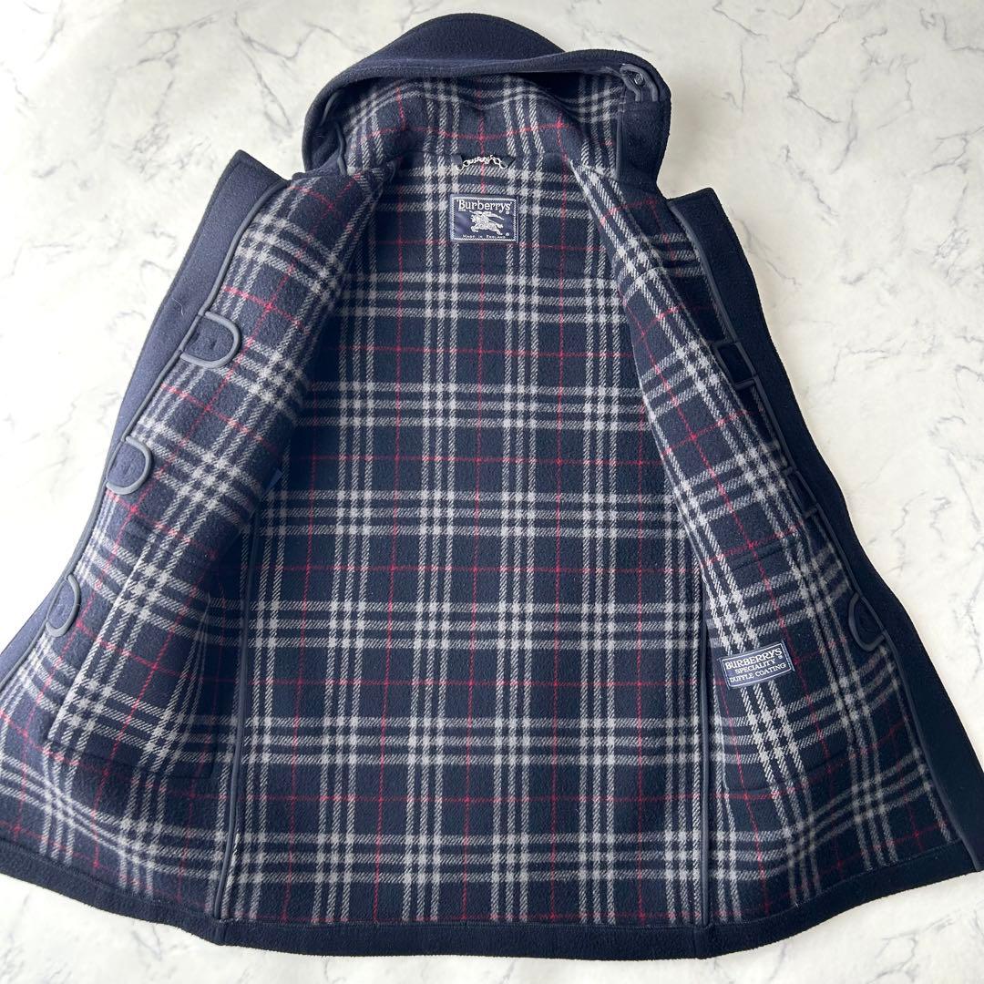 希少✨　バーバリーズ　ダッフルコート　ノバチェック　英国製　ロング　ネイビー