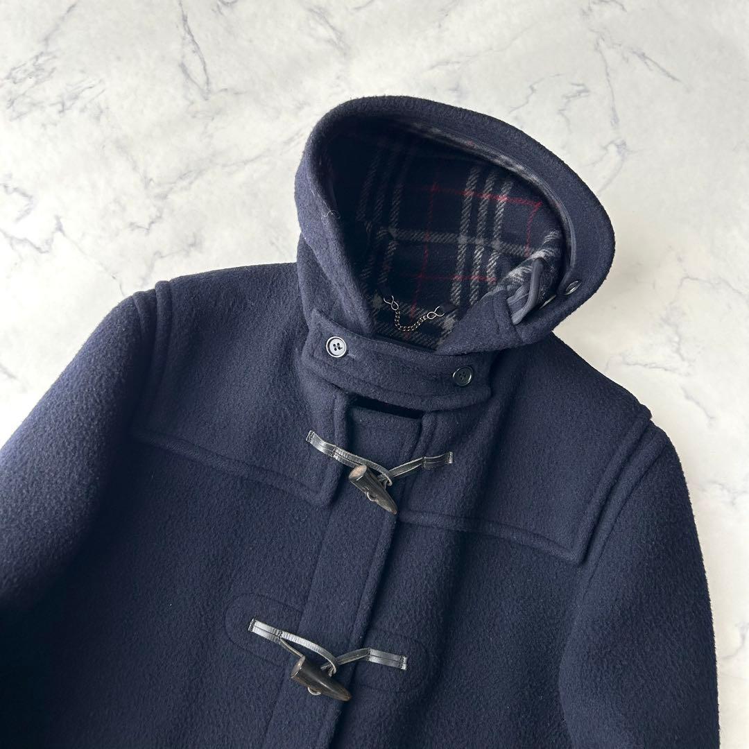 希少✨　バーバリーズ　ダッフルコート　ノバチェック　英国製　ロング　ネイビー