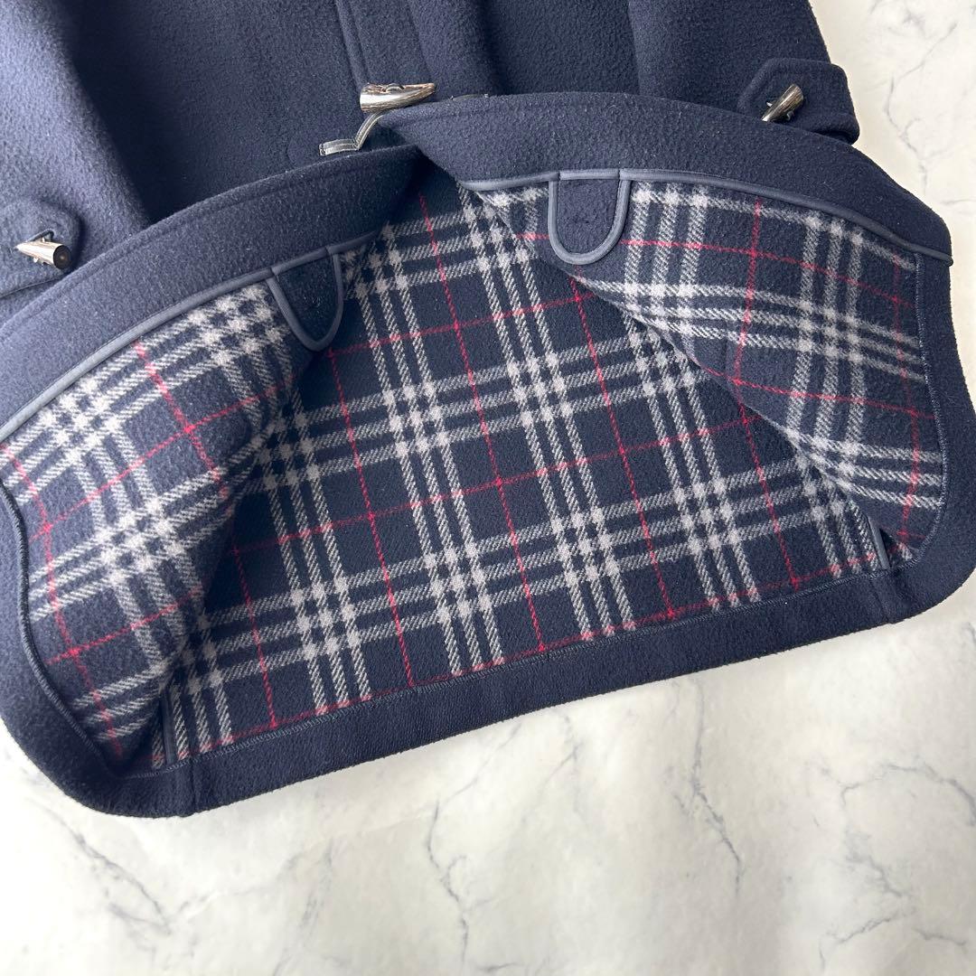 希少✨　バーバリーズ　ダッフルコート　ノバチェック　英国製　ロング　ネイビー