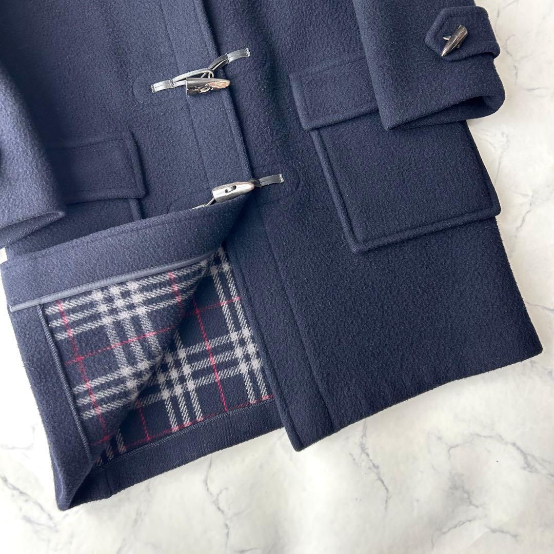 希少✨　バーバリーズ　ダッフルコート　ノバチェック　英国製　ロング　ネイビー