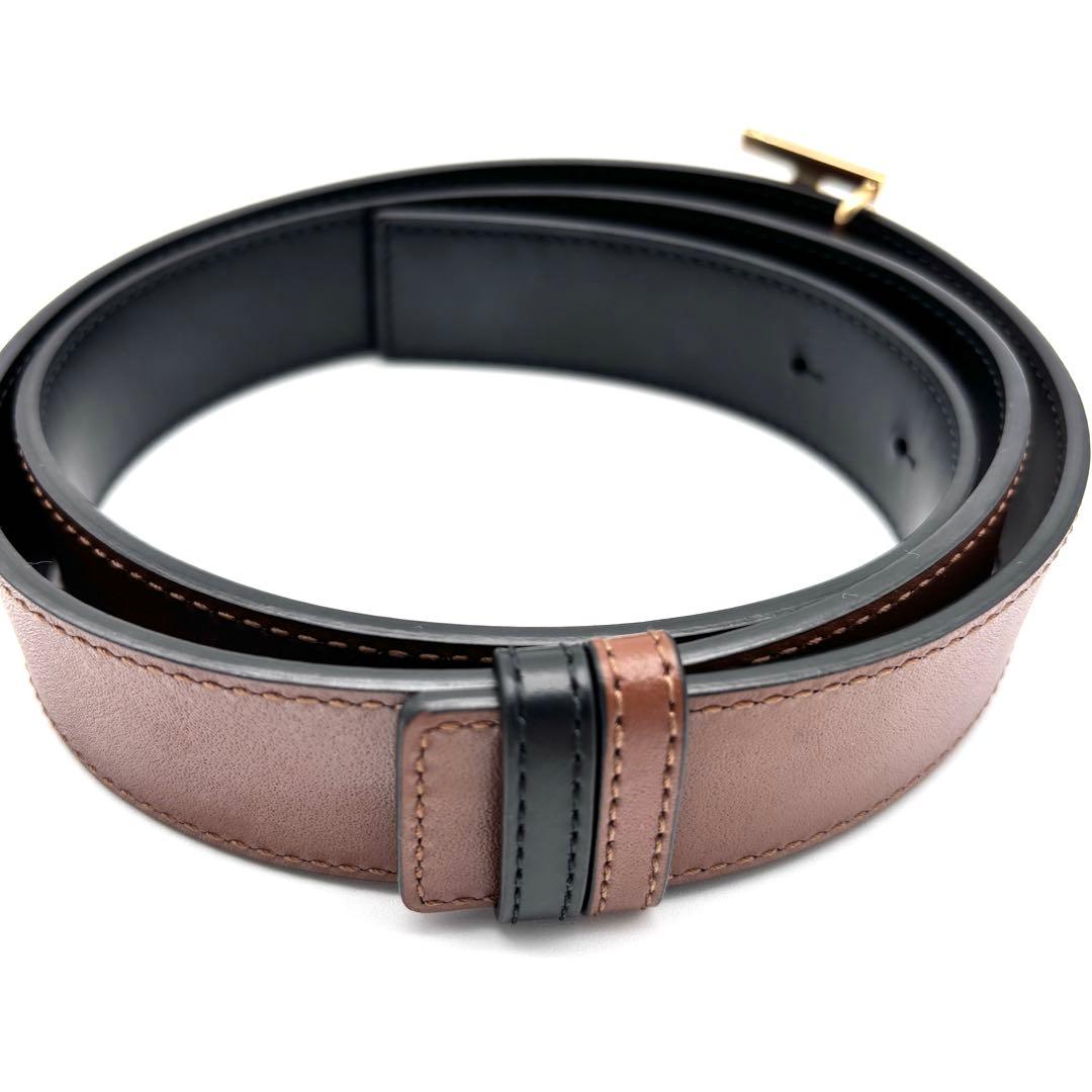 現行・未使用に近い バーバリー リバーシブル 2way 本革 ベルト TB金具