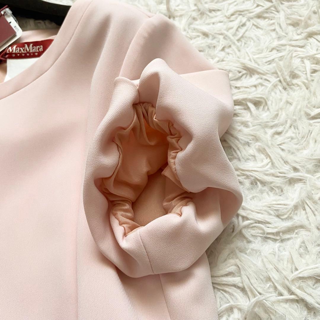 新品■マックスマーラ　フレンチスリーブ　ひざ丈ワンピース　ピンク　大きいサイズ