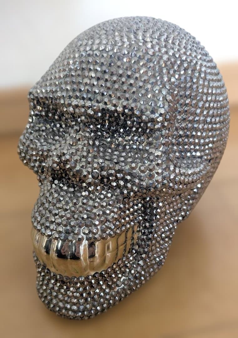 送込美品！KARE廃盤スカルクリスタルシルバー貯金箱スワロフスキードクロ