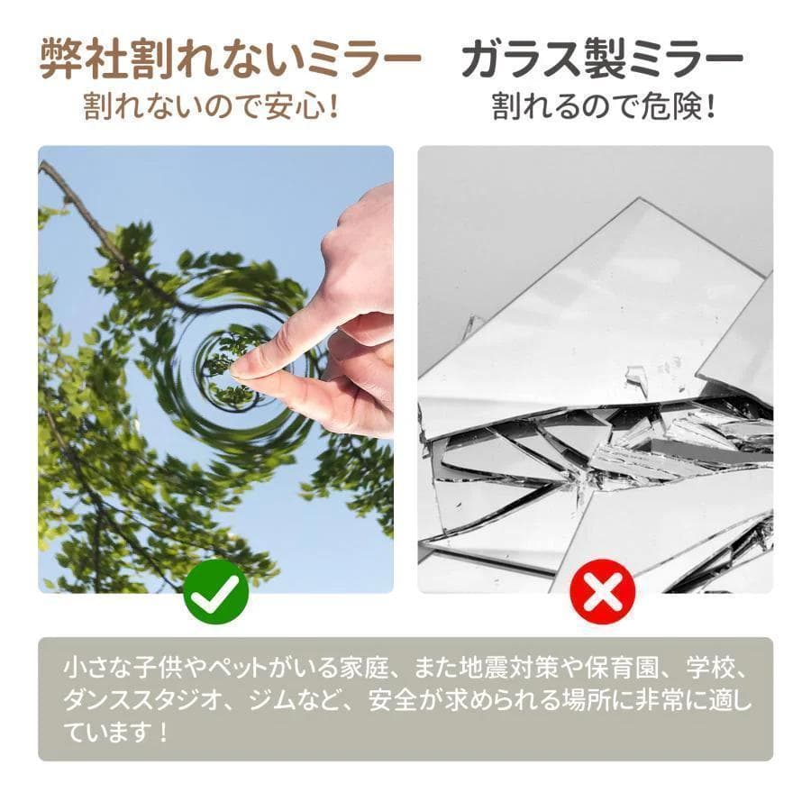⭐️新品⭐️割れない鏡 ウォールミラー 壁掛け 姿見鏡 【160×100cm】白