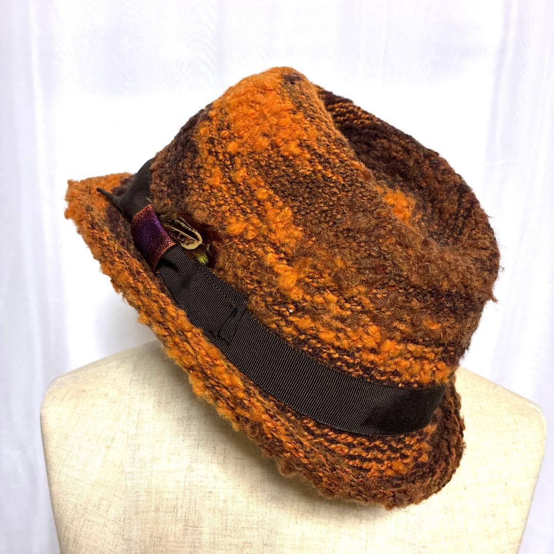00s Weave Toshi イタリア製　　　　　　　ニットハット オレンジ茶