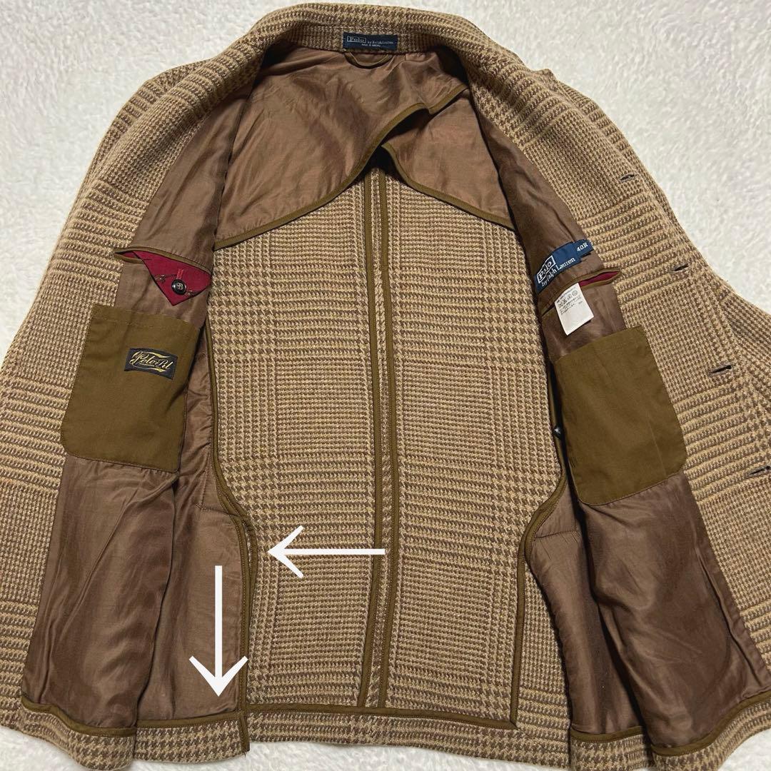 古着 ポロ バイ ラルフローレン ツイード テーラードジャケット 茶系 40