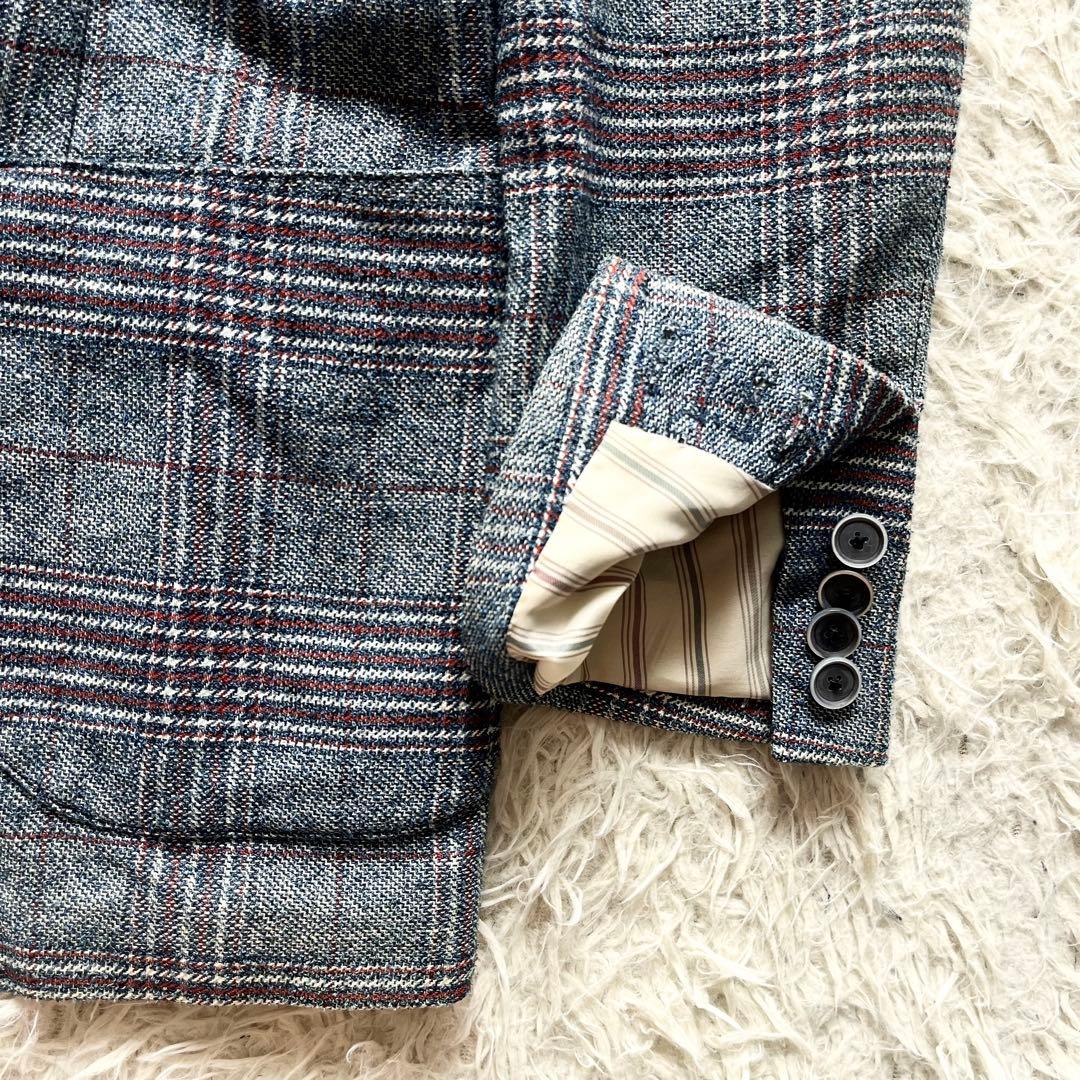 <美品>LARDINI ブルー コットンリネン ジャケット サイズ44