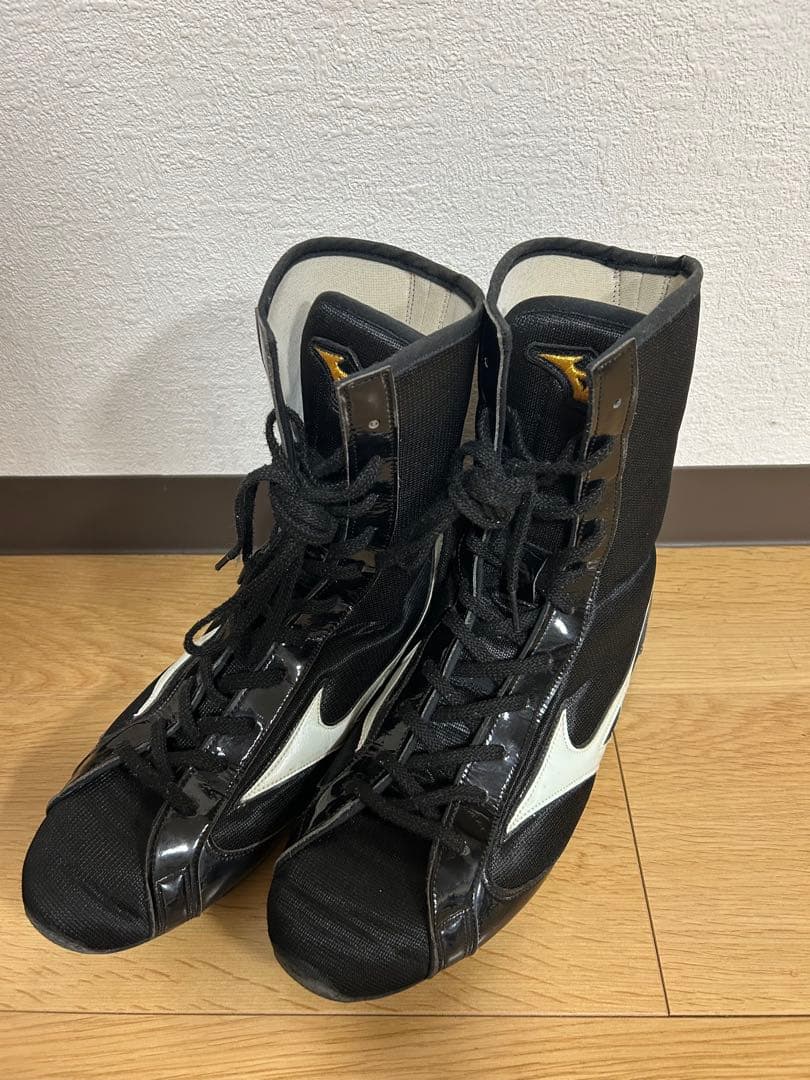 Mizuno ミズノ ボクシング(リング)シューズ 黒/白 ハイカット27cm