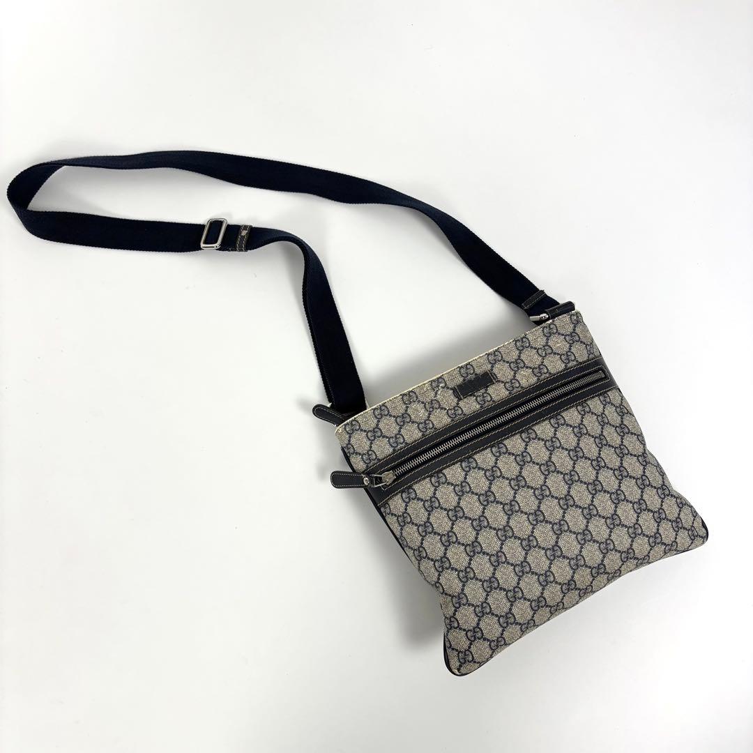 GUCCI グッチ GGスプリーム PVC × レザー ショルダーバッグ