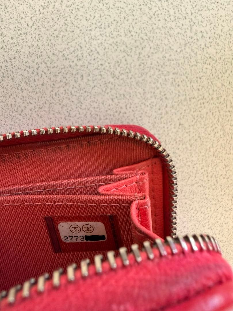 CHANEL 赤 ケース ラムスキン ココマーク