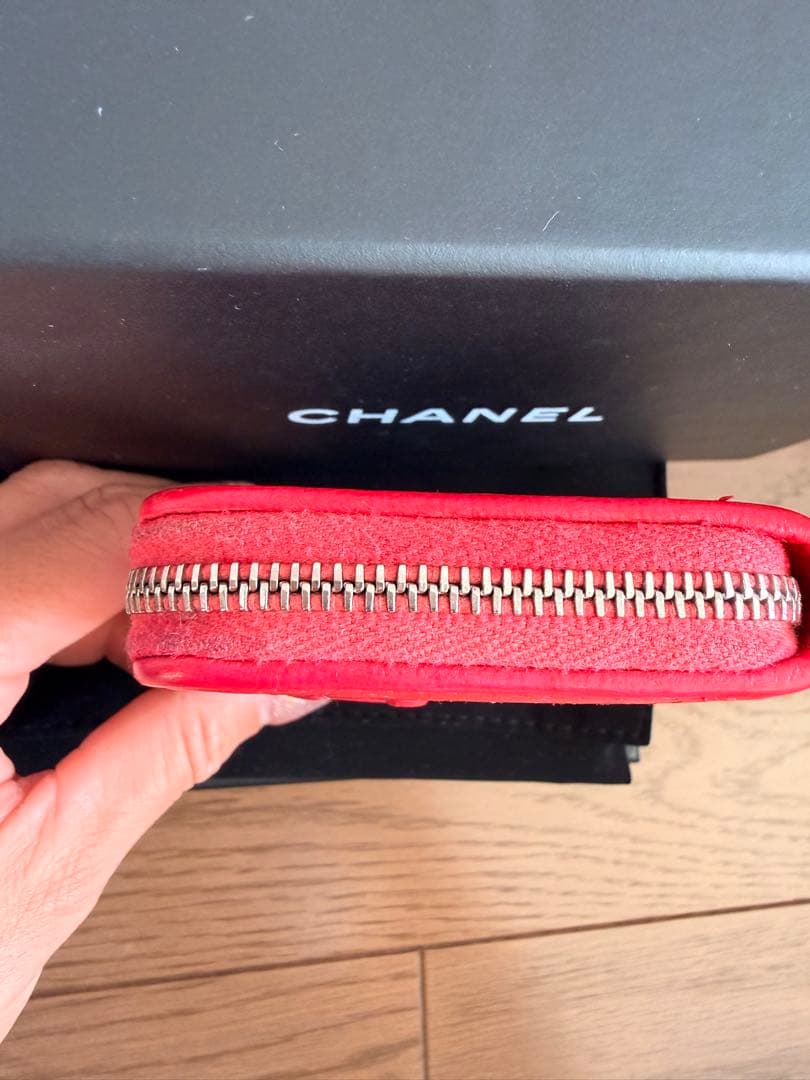 CHANEL 赤 ケース ラムスキン ココマーク