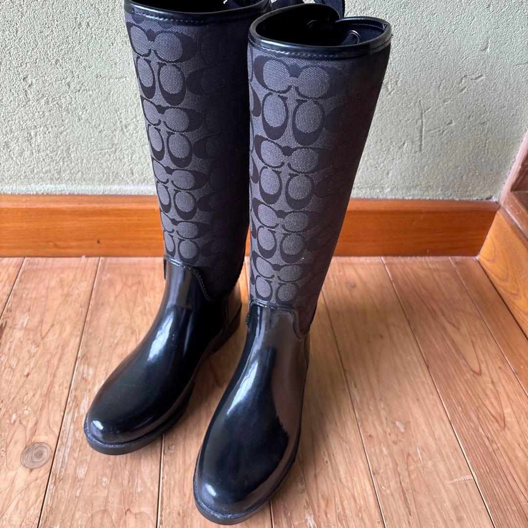 Coach ロゴ柄 ブラック ロングブーツ　おまけ付き　スカーフ