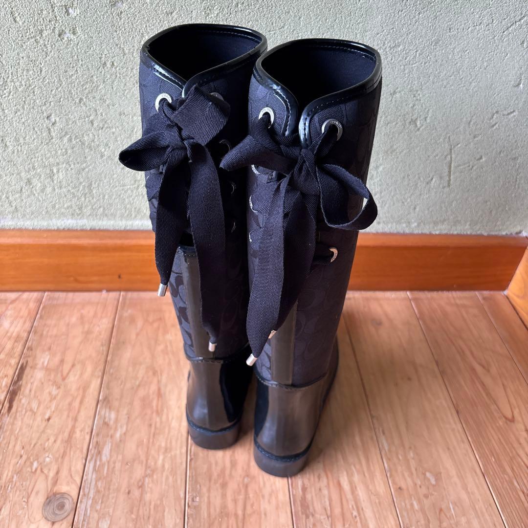 Coach ロゴ柄 ブラック ロングブーツ　おまけ付き　スカーフ